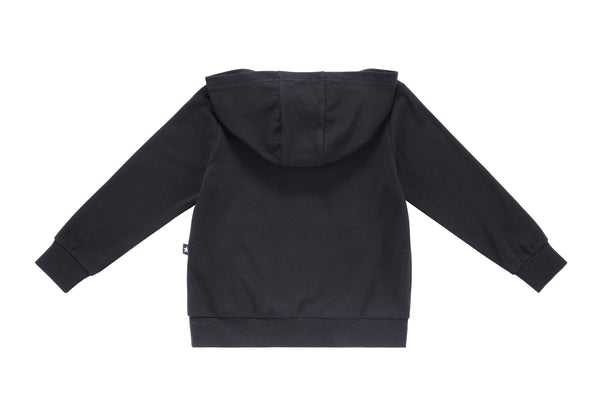 Black hooded zip up sweatshirt