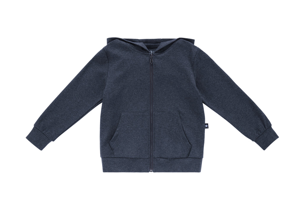 Charcoal hooded zip up sweatshirt