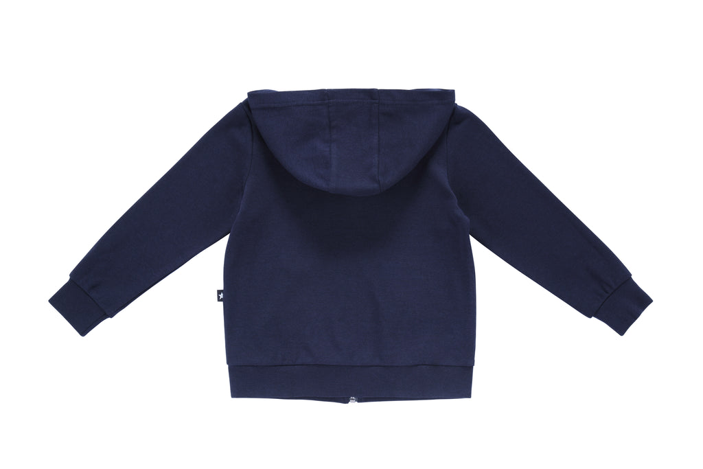 Navy hooded zip up sweatshirt