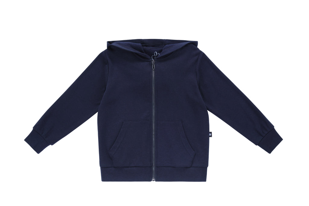 Navy hooded zip up sweatshirt