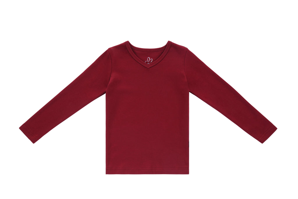 Burgundy v-neck long sleeve