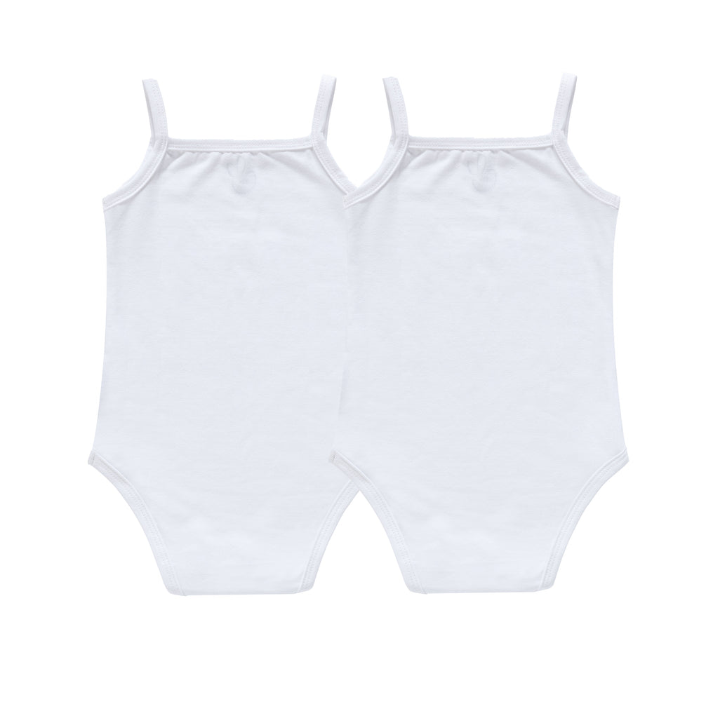 2pk white spaghetti strap bodysuits