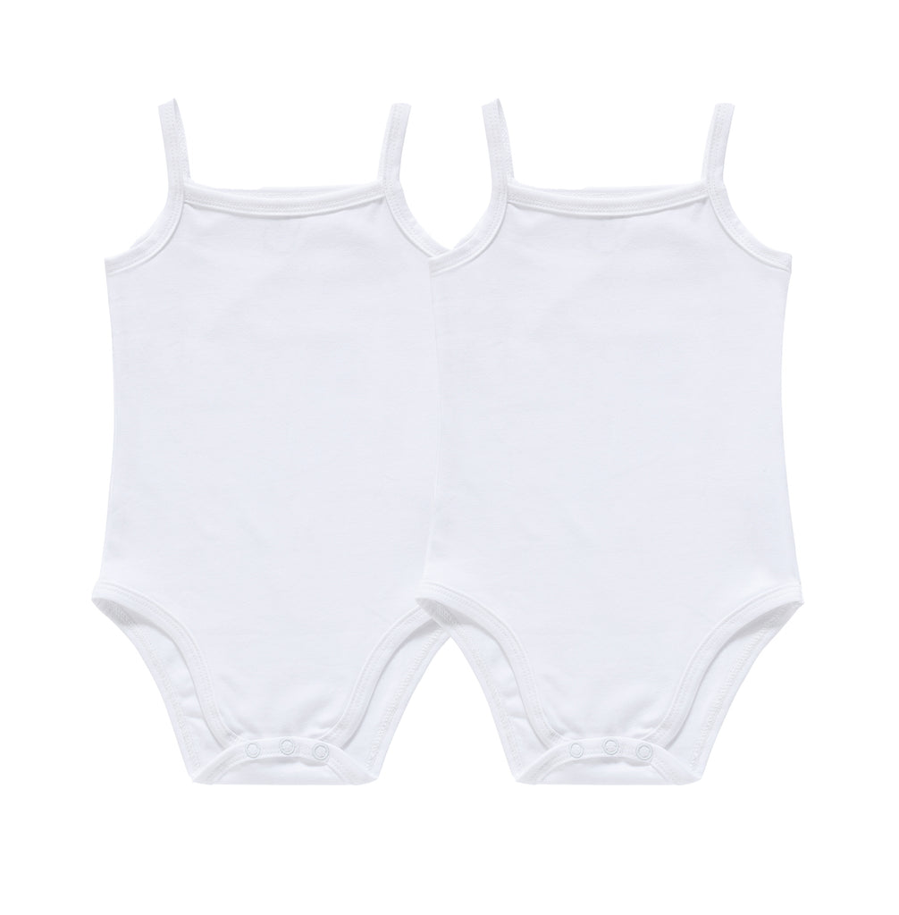 2pk white spaghetti strap bodysuits